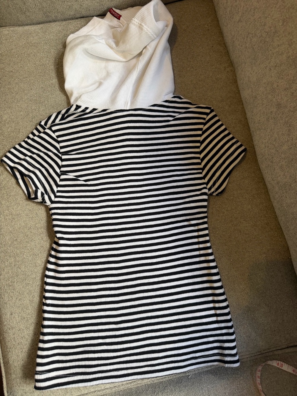 Vintage Hard Tail Black White Striped Hooded Shirt Small - Picture 9 of 9